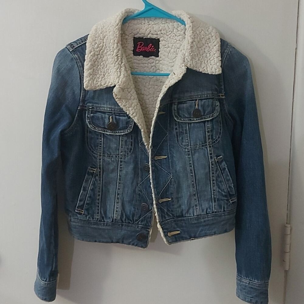 Barbie Denim Fleece Lined Cropped TruckerJacket Sanei International Size 0 Japan
